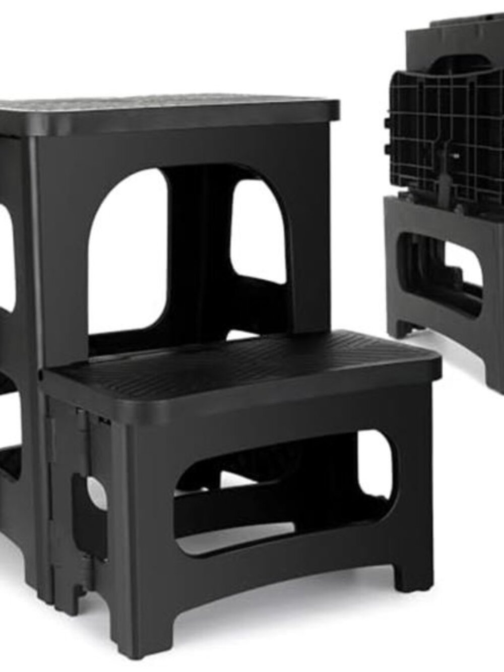 2 Step Folding Stool Non Slip 250 lb Capacity Foldable Step Stool 8 and 17 Inch